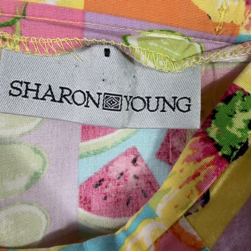 Sharon Young Vintage Fruit Floral Patchwork Print Straight Leg Pants Multicolor - Picture 8 of 8
